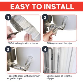 Pipe Lagging Foil Insulation Wrap 7.5m x 80mm - Thermal Energy Saving for Internal or External Pipe and Duct Insulation