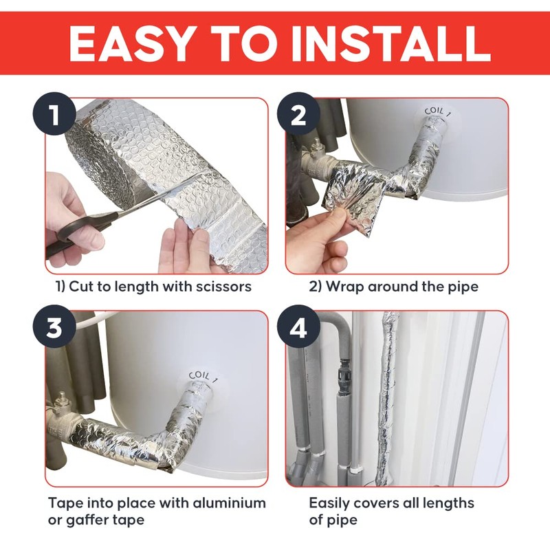 Pipe Lagging Foil Insulation Wrap 7.5m x 80mm - Thermal