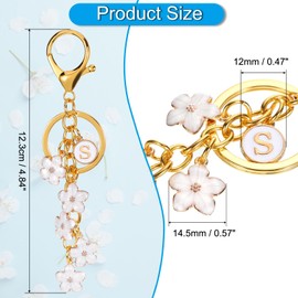 PATIKIL Initial Letter Flower Keychain, Alphabet S Enamel Charm Flower Keyring Keys Holder Bag Handbag Backpack Purse Accessories for Birthdays, Valentine's Day, Christmas, White