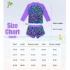 ACOCOPY Rash Guard Sets for Girls Long Sleeve Purple Leopard