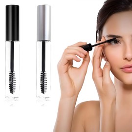 Reccisokz 2 Pieces Transparent Eyelash Mascara, Empty Mascara Container, Empty Mascara Tube and Eyelash Brush, Refillable