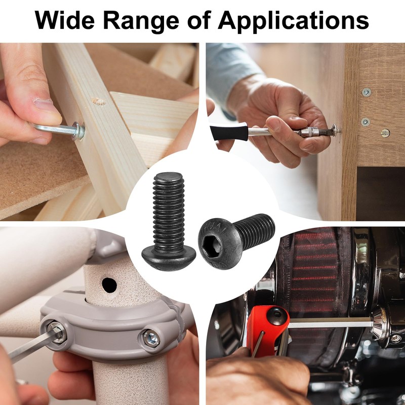 sourcing map M5x6mm Hex Socket Button Head Cap Bolts Screws
