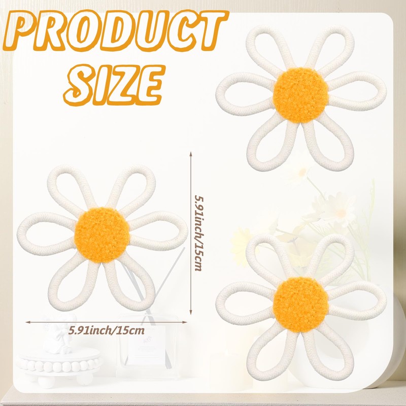Zeyune 6 Pcs Boho Daisy Flower Wall Art Decor Boho
