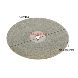 DZQ 4PCS Diamond Flat Lap Wheel Disc 8" x 1/2" Arbor Hole Abrasive Grit 80 120 180 240 for Cutting or Sanding Stone and Glass