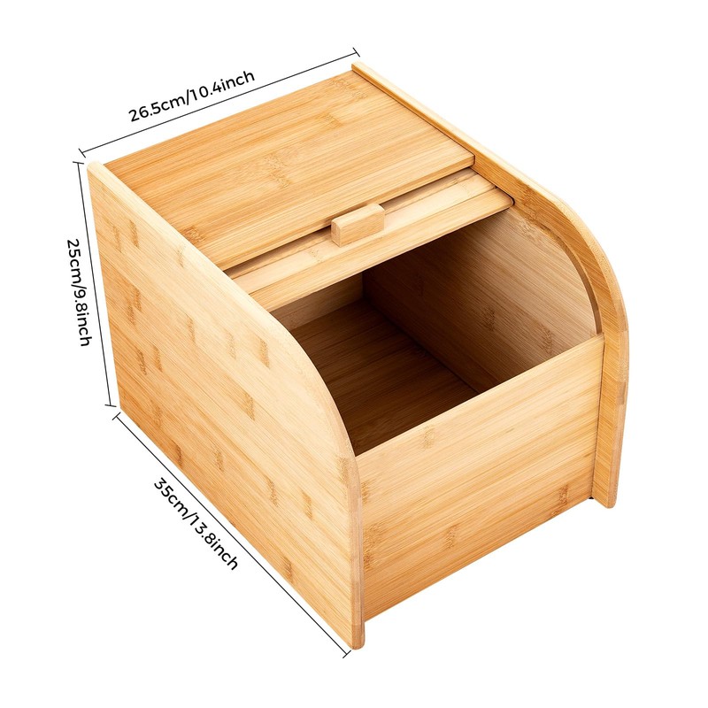 DYNAMI Wooden Rice Storage Box, Dry Storage Container Bamboo Rice