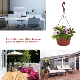 DOITOOL 10 juegos de macetas colgantes de plástico para flores, macetas colgantes de orquídea de 6.7 pulgadas, cestas colgantes de cadena para plantas de interior al aire libre y decoración del hogar, jardín, balcón (café)