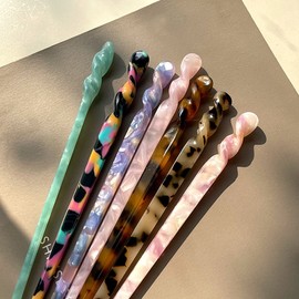 Updo Hair Hairpin Back Flower Hair Hairpin Chopsticks Screw - 2-Binyeop-Leopard Beige / 올림머리 비녀 뒤꽃이 헤어 머리핀 젓가락 스크류 - 2-비녀-호피베이지