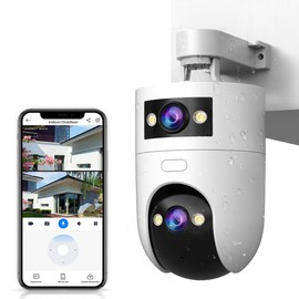 JOOAN Surveillance Camera, Outdoor, Dual Lens, 360° Omnidirectional Surveillance, Supports 5G/2.4G WiFi, 3 Megapixels, Security Camera, Pets, Remote Control, Waterproof Rating, IP66, Night Shooting