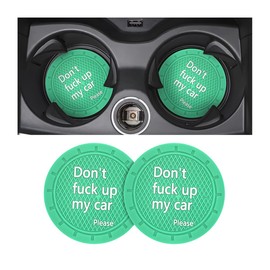 8sanlione 2 Pack Car Cup Holder Coasters, 2.75 Inch Non-Slip PVC Insert Cup Coaster, Anti-Scratch Auto Cup Mats for Women Men, Vehicle Interior Accessories for Car, SUV, Truck (D Light Green/2PCS)