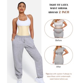 Waist Trainer for Women Latex Underbust Waist Cincher Corset, Tummy Control Corset Sport Girder Hourglass Body Shaper, Small, Beige