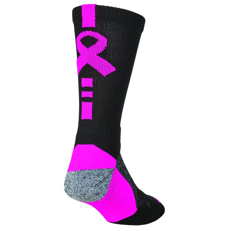 Pro Feet Men's Shooter 2.0 Team Socks, Black/Pink Ribbon, Medium