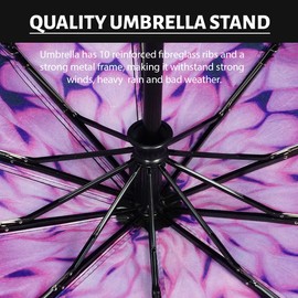 LLanxiry Umbrella Windproof Travel Umbrellas for Rain Black Folding Umbrellas 10 RIBS Automatic Strong Portable Wind Resistant Backpack Umbrella for Men and Women (Purple daisies)