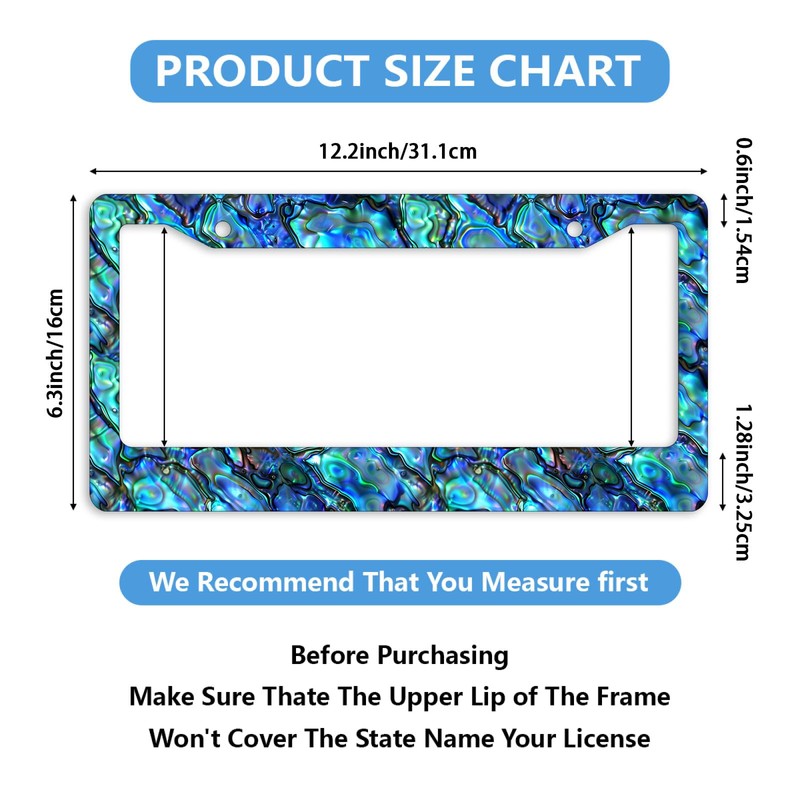 Faux Abalone License Plate Frame Abstract Blue License Plate Frames