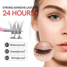 Self Adhesive Lash Clusters Kit Natural Press-On Lashes No Glue Needed 10-14mm Wispy Reusable No Residue Pre Glued Eyelash Clusters C Curl DIY Eyelash Extensions with Lash Tweezers(02 Butterfly）