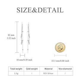Threader Earrings for Women 925 Sterling Silver Tassel Chain Earrings Minimalist Threader Dangle Earrings for Women