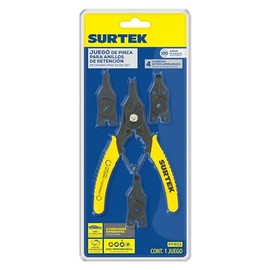 Surtek PFR01 Pinza para anillos de retención con cabeza intercambiable, 5 piezas