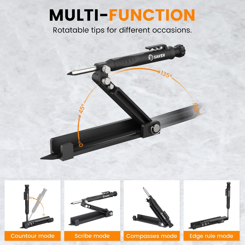 Saker Multi-function Scribing Tool- Construction Pencil- Aluminum Alloy Scribe Tool
