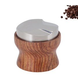 Tamper Leveler with Walnut Wood Handle, Stainless Steel Coffee Distributor and Walnut, Coffee Distributor and Tamper for Coffee (51 mm)