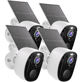 ELECCTV 4Pack Solar Security Cameras Wireless Outdoor, Outdoor Cameras for Home Security, Home Camera with Motion Detection Alarm Floodlight Color Night Vision 2-Way Audio Waterproof,IP65 SD/Cloud