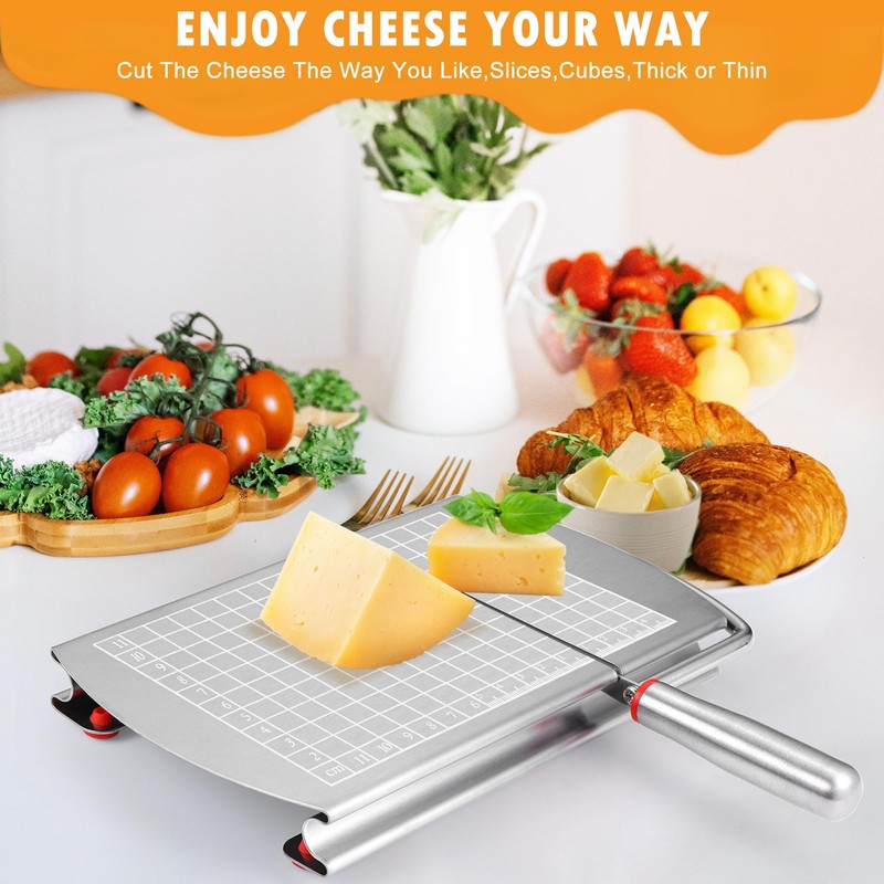 Filhome Cheese Slicer with Hand Protector, Stainless Steel Cheese Cutter