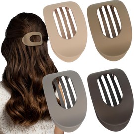 Set of 4 Brown Matt Flat Hair Clips