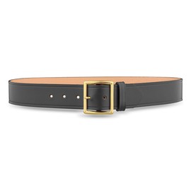Dutyman 1-3/4" Plain Black Leather Garrison Belt with Gold Buckle - Size 38 - Full Grain Leather - No Fillers
