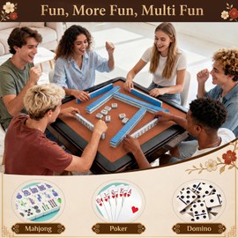 Drydiet Vegan Leather Mahjong Game Mat 31.5 x 31.5 Inch Reversible Anti Slip Noise Reducing Waterproof Mahjong Mat for Table, Poker, Board Games, Dominoes and Card Game(Brown and Coffee)