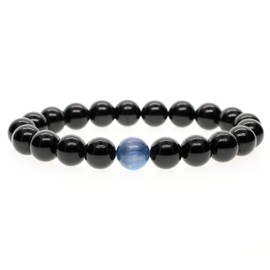 COAI Men's Schorl Black Tourmaline Bracelet, Black Tourmaline, Cyanite, Tourmaline