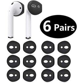 JNSA Fit in The Case AirPods Ear Tip Gel, 12 PCS 6 Pairs Ultra-Thin Anti-Slip Earbuds Silicone Covers Compatible with AirPods 2, 1 and EarPods, Black