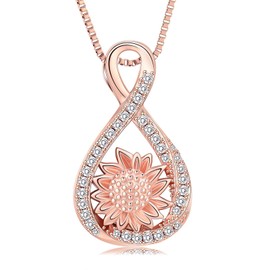 QGJNSGC Urn Necklace for Ashes Sunflower Cremation Jewellery Infinity Love Ash Necklace for Human Women Girls Pets Keepsake Memorial Jewellery, Stainless Steel