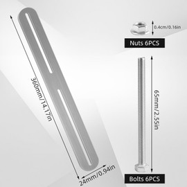2 x Mounting Set for Fence Post Box, Fence Fastening Post Box Fixing 360 x 24 mm, Fence Attachment for Post Boxes, Fence Mounting, with 6 M5 Screws