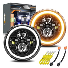 MONDEVIEW 7 Inch LED Headlight Round H6024 High Low Beam, Turn Signal DRL for Jeep Wrangler Chevy Ford Nissan Hummer, DOT Approved