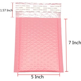 5x7 Inch Pink Poly Bubble Mailers Small Padded Envelopes Self-Sealing Shipping Bags 100 Pack