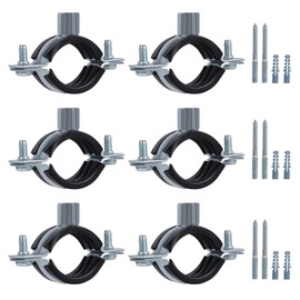 JDHGSHL 6 PCS Split Ring Pipe Hanger, Heavy Duty Adjustable Pipe Bracket Clamp with Screw & Expansion Tube, Wall Ceiling Mount Galvanized Iron Pipe Strap Supports Fit for Pipe OD 1.5-1.7 Inch(38-43mm)