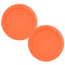Pyrex 7200-PC 2-Cup Orange Round Plastic Food Storage Lid, Made in USA - 2 Pack