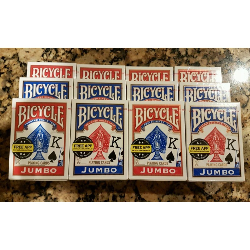 BICYCLE PLAYING CARDS 12 Decks * JUMBO Face * Red