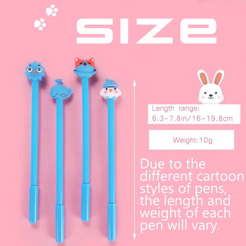 Muiyaneq 30Pcs Cute Cartoon Gel Black Ink Pens,Random Kawaii Writing