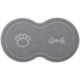 8-Shaped Small Cat Litter Box Debris Catcher Mat,18x10 Inches (Gray)