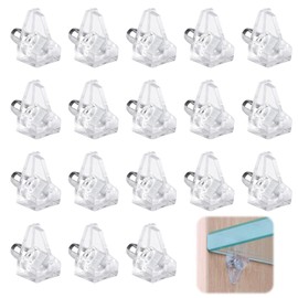 Pack of 200 Shelf Holders, 5 mm, Plastic with Steel Pin, Shelf Brackets, Triangular Glass Shelf Brackets, Sealing for Furniture, Bookcases, Cabinets, Wood, Glass Floors, Shelf Holder (Transparent)