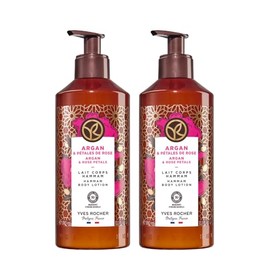 YVES ROCHER - Kit de Cremas Corporales, Aroma Argan y Rosa, Para Todo Tipo de Piel, Fórmula Vegana, Textura Ligera, Incluye 2 cremas 390 ml c/u