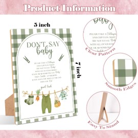 Locally Grown Don't Say Baby Clothespin Game, Pack of 1 Wooden Tabletop Sign with Stand and 50 Mini Natural Clothespins, Farmers Market Shower Game, Gender Reveal Party Decorations - FN06
