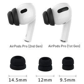 Zotech 3 Pair Replacement Silicone Double Flange Earbuds Tips for Airpods Pro 1st & 2nd Generation Black (S/M/L)