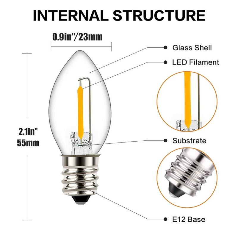 Tsunetani-C7 Edison LED Mini Night Light Replacement Bulbs 0.5W Equivalent