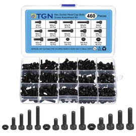 DTGN 460Pcs Metric Screw Assortment, M3/M4/M5 Bolts and Nuts Kit, 12.9 Grade Steel 8/12/16/20mm Hex Socket Head Cap Screws Bolt Set for 3D Printing DIY