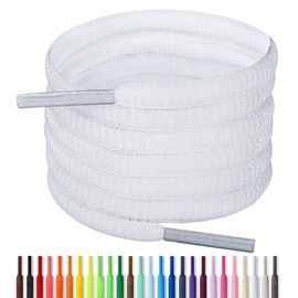 Handshop Half Round Shoelaces 1/4" - Oval Shoe Laces Replacements For Sneakers and Athletic Shoes Sports White 45.3 inch (115cm)