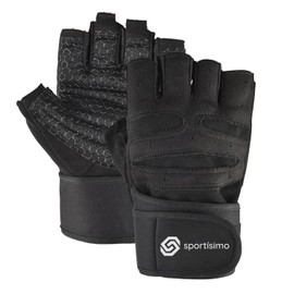Sportisimo Guantes de Entrenamiento | Guantes Gym | para Pesas y Gimnasio con Muñequera de Velcro · Silicón Antideslizante · Sin Dedos | Crossfit, Levantamiento, Calistenia | Hombre y Mujer