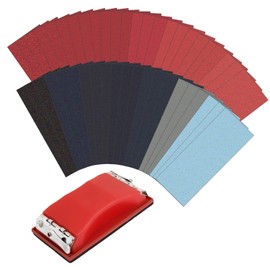 Sandpaper Set, with Hand Sanding Block 165 x 85 mm, Easy to Use, 45 Sheets Sandpaper, Wet and Dry Grits 40 to 5000, for Artificial Stone, Furniture and Wood, Metal, Automotive, etc (1)