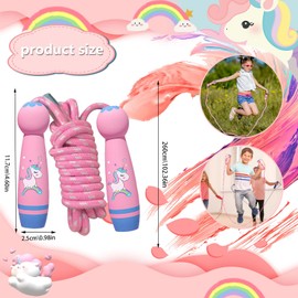 GAROMIA Children's Skipping Rope, 2.6 m Adjustable Children's Skipping Rope Pink Children with Wooden Handle, Cotton Rope, Skipping Rope, Children Adjustable Skipping Rope, Sports Skipping Rope,