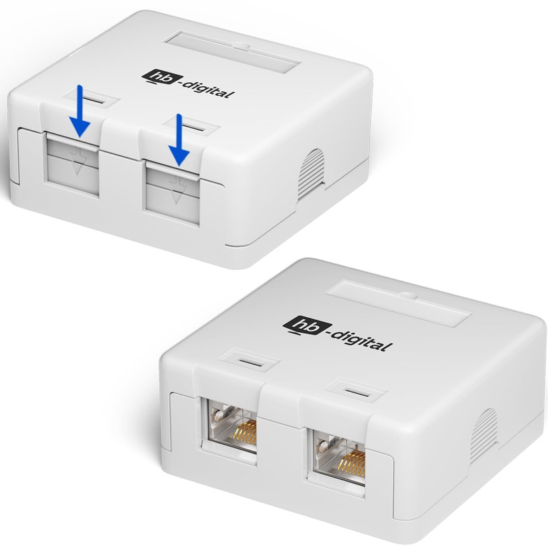 hb-digital Connection Box 2 Port Keystone Module CAT 7 Surface-Mounted