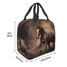 Running Horse Lunch Bag for Women & Men, Insulated Lunch Box Cooler Tote Bags, Adult Reusable Lunch Boxes with Water Resistant for Work, Travel and Picnic